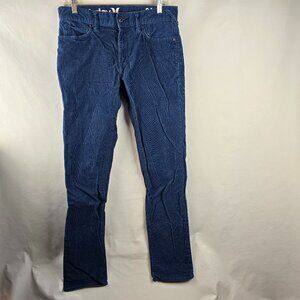 Hurley Pants Mens 30x32 Blue Corduroy Casual ‘84 Slim Skater Streetwear Dark A07